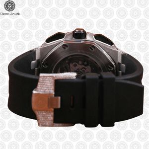 Charm_Jewells Luxury Men's <b>Mechanical</b> <b>Watch</b> Stainless Steel Polygon Case Rubber Band Sapphire Crystal Analog Dial 43mm - Product Image 3