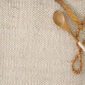 Handcrafted White Jute Area Rug Rectangle Geometric Pattern Natural White Jute Modern Living Room Floor Decor Spot Clean Washabl - Product Image 4