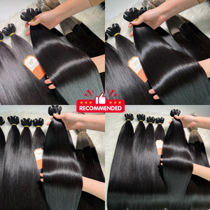 Extensiones de cabello humano virgen crudo Color Natural # 1B Super Double Drawn Bone Straight Style Producto de calidad para ventas de Navidad - Product Image 6