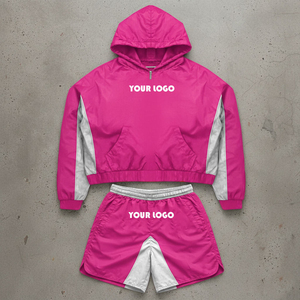 <b>Mens</b> Hooded Tracksuit Set Solid Color Sporty <b>Jacket</b> and Shorts Breathable Knitted Polyester Outfit Customizable <b>Summer</b> Wear - Product Image 2