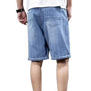 Shorts en jean déchirés pour hommes, respirants, mi-longs, tricotés, style streetwear, bleu clair, grandes tailles, été, haute qualité, vente en gros - Product Image 6