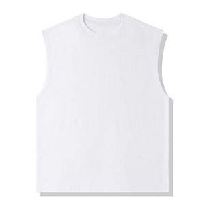 Débardeur Homme Blanc 100% Coton Respirant Col Rond Sans Manches Décontracté Couleur Unie Logo Tricoté sur le Devant - Product Image 2