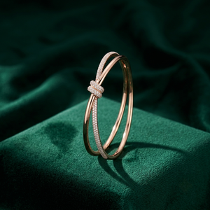Women's 18K Solid Gold Criss Cross <b>Italian</b> Bangle IGI Certified Lab Grown Diamonds Trendy Style Wedding Party Custom Jewelry - Product Image 2