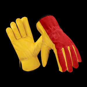 Leather Safety <b>Gloves</b> Full Texture Smooth Anti-Slip Abrasion Resistant Straight Cuff General Purpose Waterproof Touchscreen Heat - Product Image 4