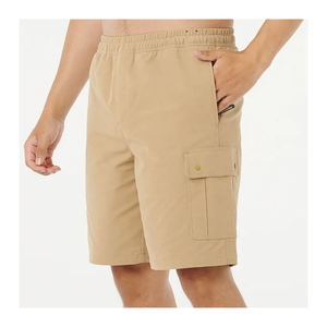 Shorts de bain pour hommes, écologiques, couleur unie, avec cordon de serrage à la taille et poches latérales, séchage rapide, décontractés, taille haute, style Bermuda - Product Image 3