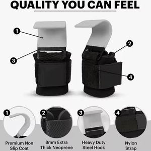 Sangles de maintien réglables en cuir antidérapantes pour la musculation, crochets de levage de poids, accessoires de fitness unisexes de haute qualité - Product Image 4