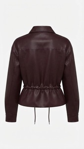 Chaqueta Casual de Invierno para Mujer, de PU, con Cintura Ajustable con Cordón, Cuello Alto, Cierre de Cremallera, Larga, OEM - Product Image 6