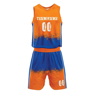 Uniforme de basket-ball personnalisé par sublimation, tissu en maille 100% coton, respirant, séchage rapide, manches courtes, unisexe, adulte, impression numérique - Product Image 3