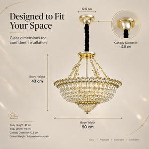 Lustre en cristal de luxe avec cadre en fer doré, 7 douilles E14 et chaîne réglable pour salle à manger, hall d'hôtel - Product Image 3