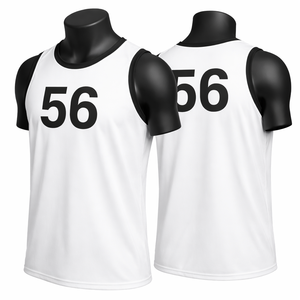 Camiseta de Baloncesto Unisex Blanca sin Mangas, Número 56, Cuello Redondo, Secado Rápido, Malla de Poliéster Ligera, Corte Regular para Adultos - Product Image 1