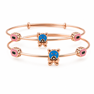 Pulsera Infantil de Oro Rosa de 18K con Oso de Peluche, Esmalte Colorido, Acabado Pulido, Joyería Fina para Niñas, Regalo de Cumpleaños, Uso Diario - Product Image 5