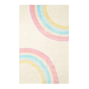 Tapis en laine tufté à la main, motif arc-en-ciel pastel, tapis pour enfants, tapis doux fait main pour chambre d'enfant, salle de jeux et chambre à coucher - Product Image 5