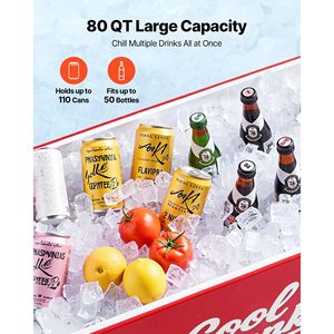 Frigorifero portatile da 80 litri con 4 ruote girevoli, carrello refrigerante per feste in patio, contiene 50 bottiglie/110 lattine - Product Image 2