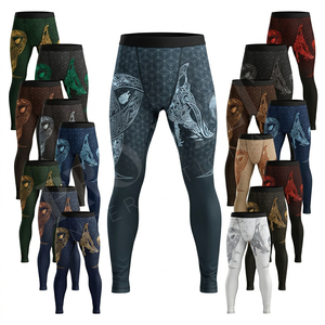 Leggings de compression respirants et extensibles pour hommes, design unique, taille haute, pour la course, la gym, le fitness et le yoga - Product Image 1