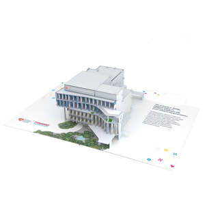 Carte pop-up 3D personnalisée sur le thème de l'architecture de l'hôpital pour enfants Nicklaus avec enveloppe, carte de vœux faite à la main, fabricant ODM/OEM au Vietnam - Product Image 2
