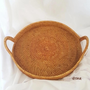 Plateau en rotin diamètre 35cm, plateau en rotin artisanal - Product Image 1