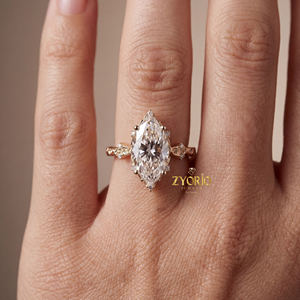 Bague en argent sterling de style vintage avec diamants marquise cultivés en laboratoire de qualité supérieure, bijou élégant pour fiançailles, mariage et fêtes - Product Image 4