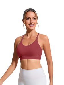 Women Sports Bra Hollow Back <b>Mesh</b> Panel Yoga <b>Crop</b> <b>Top</b> Strappy Gym Workout Fitness Activewear Seamless Bralette Push Up Vest - Product Image 1