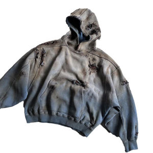 New Street Wear Women Pullover Hoodies 100% Cotton Fleece Acid Wash Breathable Distressed Thermal Quick Dry Windproof Winter - Product Image 1