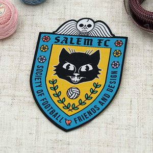 Salem FC Motif Chat Noir 3D en Relief Thermocollant en Tissu Tissé pour Vêtements et Cadeaux, Formes Rectangulaires/Fleur - Product Image 1
