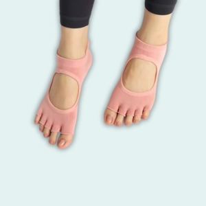 Calcetines de Yoga Antideslizantes para Mujer con Diseño de Logotipo Personalizado, con Punta Abierta y Agarre para Gimnasio, Pilates, Barre y Danza - Product Image 1