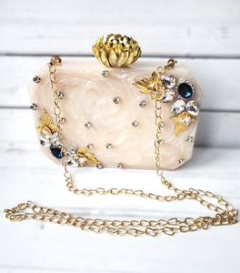 Luxury Eco-Friendly Resin Box <b>Clutch</b> Stones Crystals Pearl Knob Bridal Purse Bridesmaid Bag Evening Designer Handbag <b>Bride</b> - Product Image 6