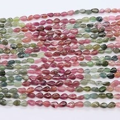 ลูกปัดทัวร์มาลีนทรงลูกแพร์เจียรเรียบ AAA Natural Multi Tourmaline ขนาด 4x6 มม. ความยาว 12 นิ้ว - Product Image 6