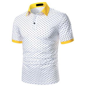 Polo à manches courtes pour homme à pois, col contrastant, décontracté, pour le golf et le tennis, logo personnalisé - Product Image 4