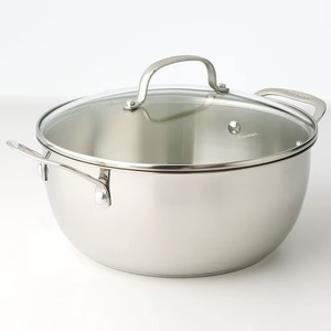 Cacerola Redonda de Acero Inoxidable con Tapa de 33 cm, Olla de Metal Pulido Resistente para Todo Tipo de Estufas - Product Image 4