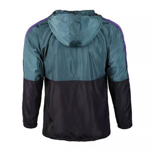 Veste à capuche unisexe bicolore Teal Purple Black, fermeture éclair, résistante à l'eau, polyester, coupe ample, adulte, toutes saisons - Product Image 2