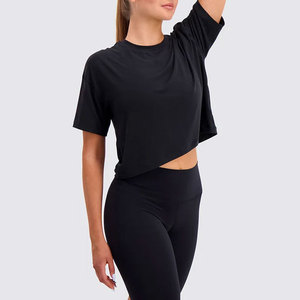 Haut de yoga d'extérieur pour femme, grande taille, léger, couleur unie, vêtement de fitness, t-shirt court de course athlétique - Product Image 3