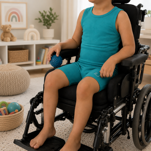 ชุดบอดี้สูทเด็ก Adaptive RAY Teal Popper |   เสื้อผ้าไร้แขนสำหรับทุกเพศทุกวัย ผลิตจากผ้าฝ้ายยืดหยุ่น นุ่มสบาย เหมาะสำหรับผู้ที่ต้องการความรู้สึกสบายตัว - Product Image 2