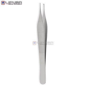 Pinzas de microcirugía 1x2 dientes, micro Adson para tejido, puntas rectas, mango plano, acero inoxidable, instrumentos médicos - Product Image 2