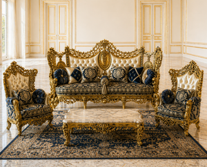 Ultra-Luxury Hand-Carved Gold Finish <b>Square</b> Wood Palace Sofa <b>Set</b> Modern Living Room Furniture Elegant 5-Seater Sofa Chair <b>Set</b> - Product Image 6