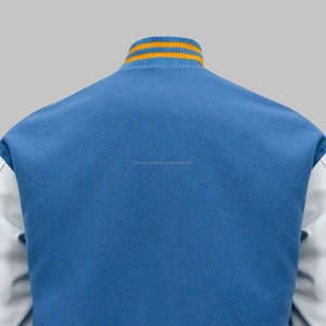 Chaqueta universitaria de cuero de lana personalizada para hombre estilo béisbol con cuello levantado con procesamiento de recubrimiento de impresión personalizado - Product Image 4