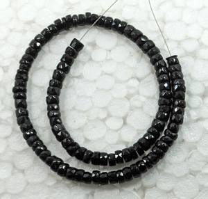 Cuentas facetadas de espinela negra natural en forma de rueda, hilo de cuentas sueltas de piedras preciosas para la fabricación de joyería artesanal al por mayor - Product Image 6