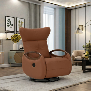 Modern Design PU Leather Swivel <b>Recliner</b> Accent Chair with Durable Solid Wood Frame for Carpeted Surfaces Hotel Residential Use - Product Image 1
