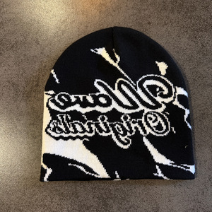 Custom Logo Knitted Printed Beanie Manufacturers All Over Print Jacquard Y2K Gothic No Cuff Skull <b>Cap</b> <b>Winter</b> Hat - Product Image 4