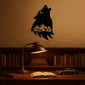 Decorazione da parete in metallo con lupo ululante in stile gotico, colore nero, per decorazioni domestiche, regali di Halloween e Natale di CIFbuy - Product Image 1