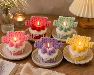 Bougie de gâteau de Thanksgiving artisanale, parfumée à l'aromathérapie, en cire de soja, décorative, cadeau de dessert, longue durée, non toxique - Product Image 4
