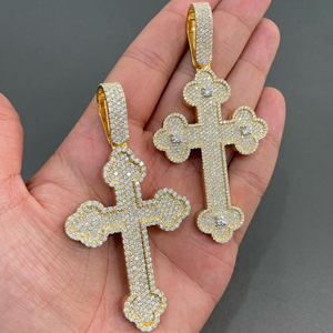 Colgante de Cruz de Lujo con Incrustaciones de Diamantes para Hombre y Mujer, Chapado en Oro, Micro Pavé de Circonitas, Estilo Hip Hop, Collar con Cruz Cristiana Religiosa - Product Image 2