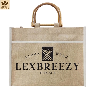 Bolsa de Compras Reutilizable de Yute Natural Laminado, 40x30x18 cm, Logotipo Personalizado, Venta al Por Mayor, Modelo OEM SNCH190 - Product Image 4