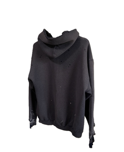 Sudadera con capucha y cremallera para hombre, estilo vintage, azul marino, desgastada, con salpicaduras de pintura, oversize, estilo streetwear grunge - Product Image 2