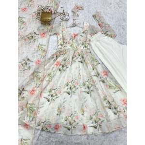 Vestido Anarkali con Dupatta, vestido de fiesta de color rosa oscuro, talla XS - Product Image 6