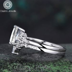 Anillo de Compromiso de Plata 925 con Moissanita para Mujer Charm_Jewels, Corte Cojín, Diseño Floral Vintage, Engaste de Garras, Certificado IGI, Clásico - Product Image 4