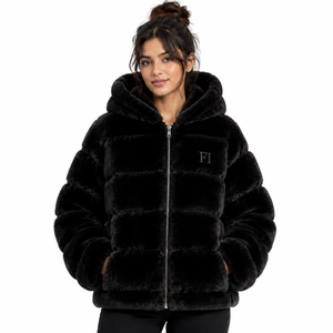 Veste à capuche en fausse fourrure de haute qualité, surdimensionnée, avec fermeture éclair sur le devant, logo, manteau d'hiver chaud unisexe, sweat à capuche en molleton de coton pour homme, USA - Product Image 1