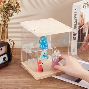 3 Tier Clear Acrylic <b>Display</b> <b>Case</b> for Collectibles with Wooden Base Dustproof Stackable <b>Display</b> Box for Figures Toys Memorabilia - Product Image 5