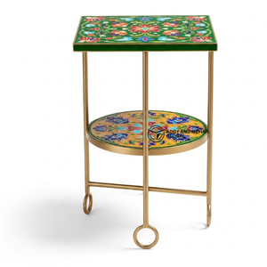 Luxury Green Bone Inlay <b>Stool</b> <b>Table</b> – Artisan Handmade Statement Furniture Ottomans - Product Image 2