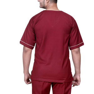 Nouvel ensemble d'uniformes médicaux pour hommes, cousus sur mesure, col montant, manches courtes, en Spandex/Polyester, avec détection d'aiguilles, pour usage hospitalier - Product Image 2