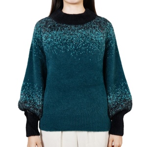 Ropa de invierno, suéter de mohair, nuevo diseño, suéter de mohair personalizado transpirable, suéter de punto con cuello redondo para mujer - Product Image 1